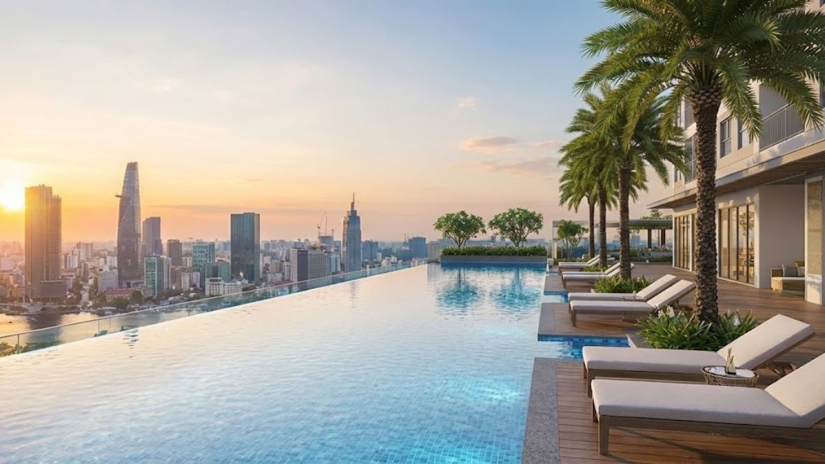 Hồ bơi vô cực trên cao (Sky Pool) tại dự án Ansana By Kita